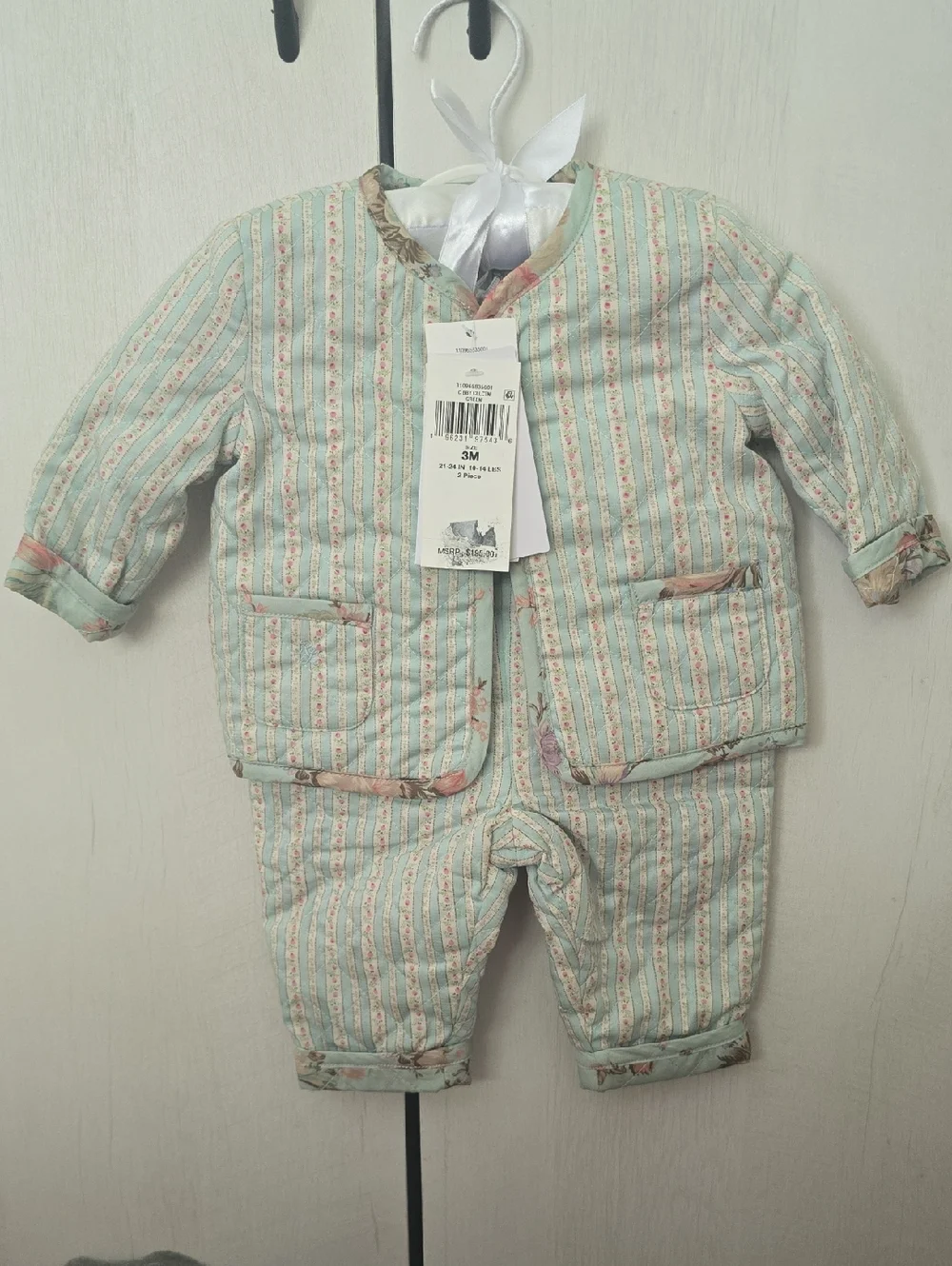 Ralph Lauren Baby Girls Quilted Floral Print Reversible Two Piece Set Jacket